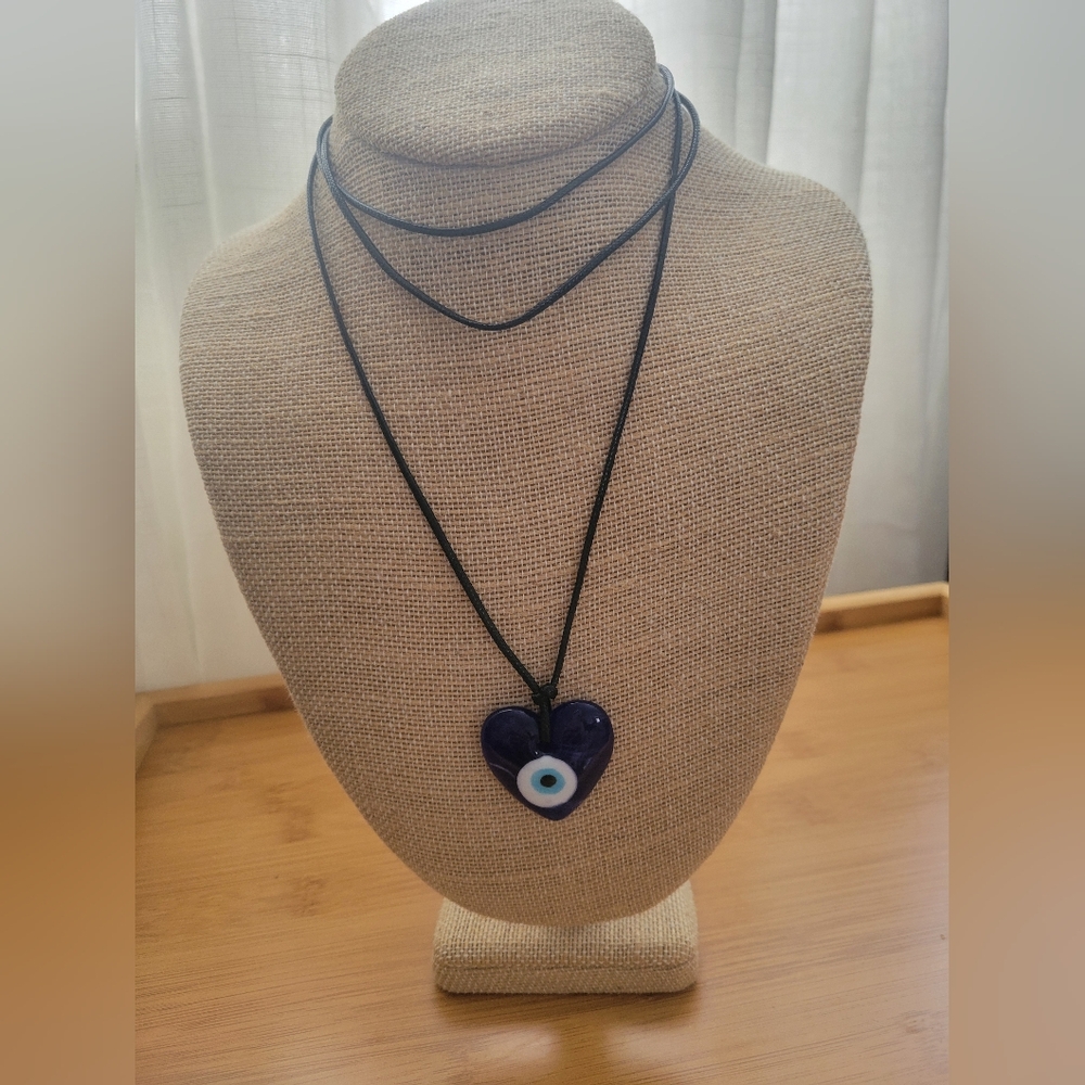 Heart Pendant Evil Eye Necklace